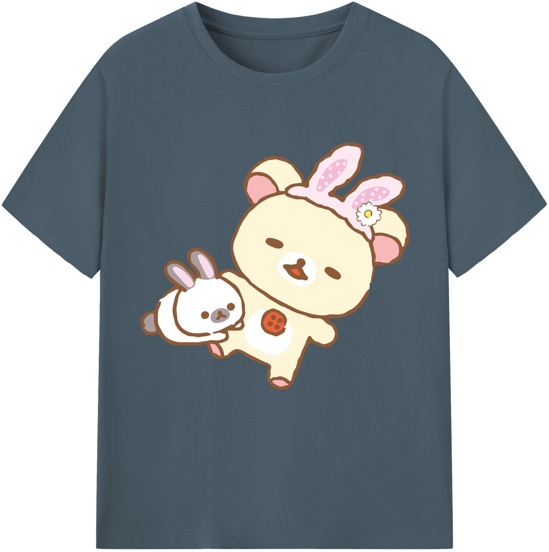 （画像用） リラックマ リラックマ キイロイトリ Rilakkuma Korilakkuma Kiiroitori 綿100％半袖Tシャツ（フロントプリント）